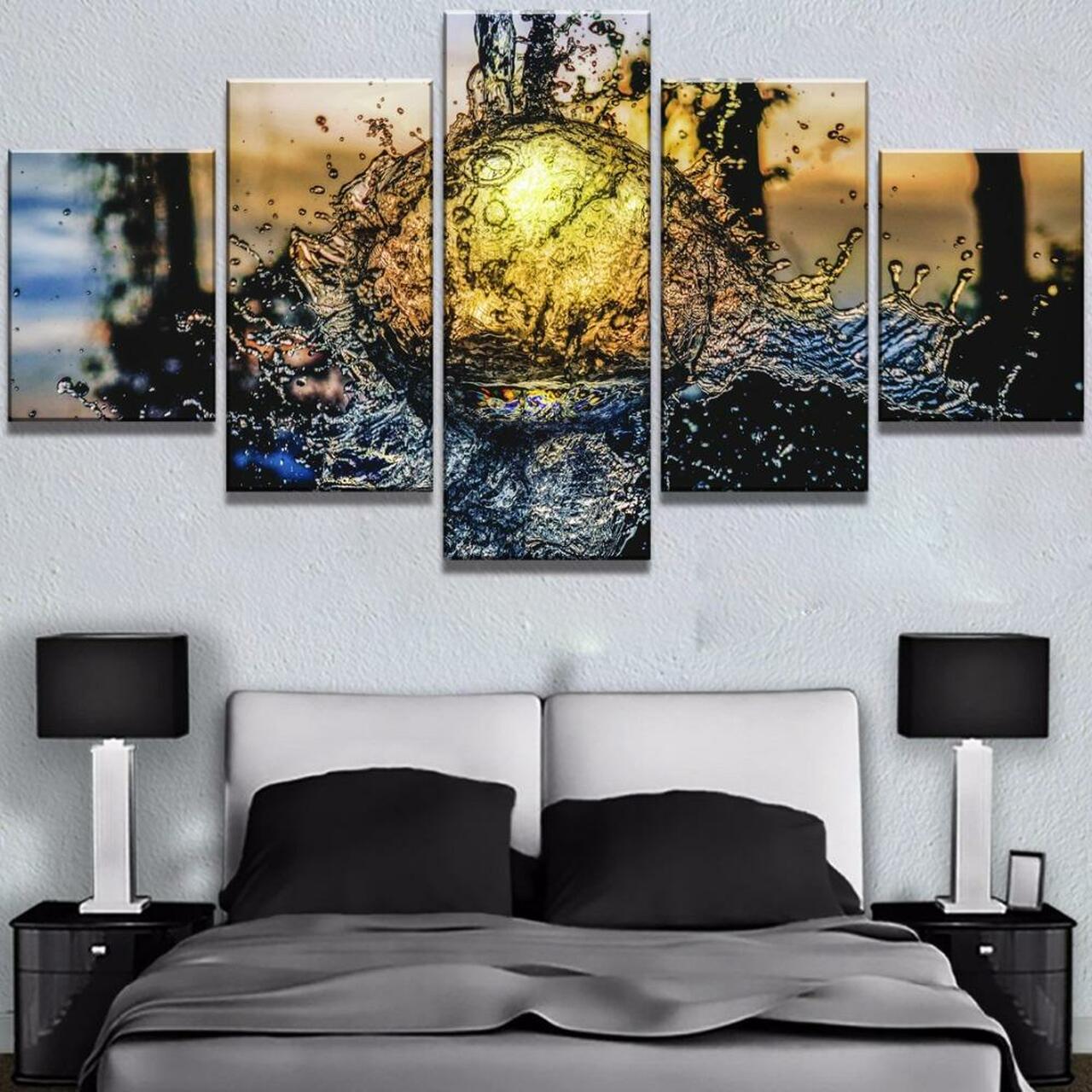 water ball sunrise 5 pices peinture sur toile impression sur toile toile art pour la dcoration intrieuretd4bj