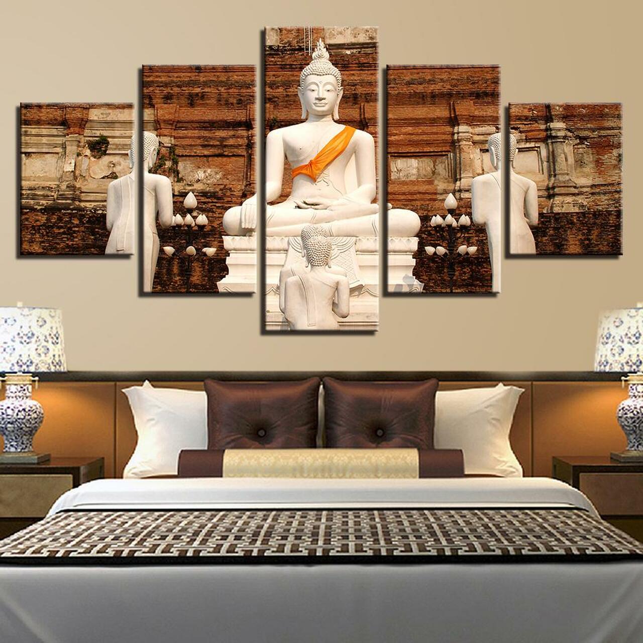 white buddha 5 pices peinture sur toile impression sur toile toile art pour la dcoration intrieurevpbw3