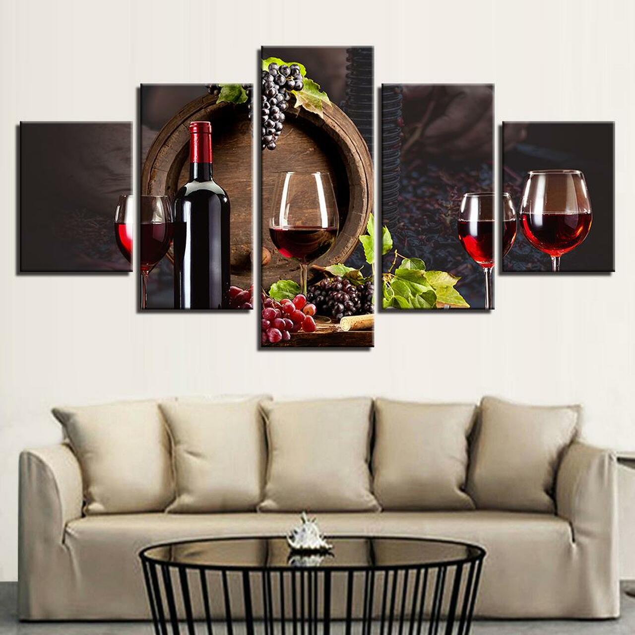 wine red grapes 5 pices peinture sur toile impression sur toile toile art pour la dcoration intrieuree8dbj