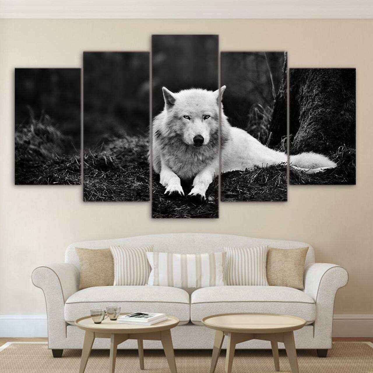 wolf in woods 5 pices peinture sur toile impression sur toile toile art pour la dcoration