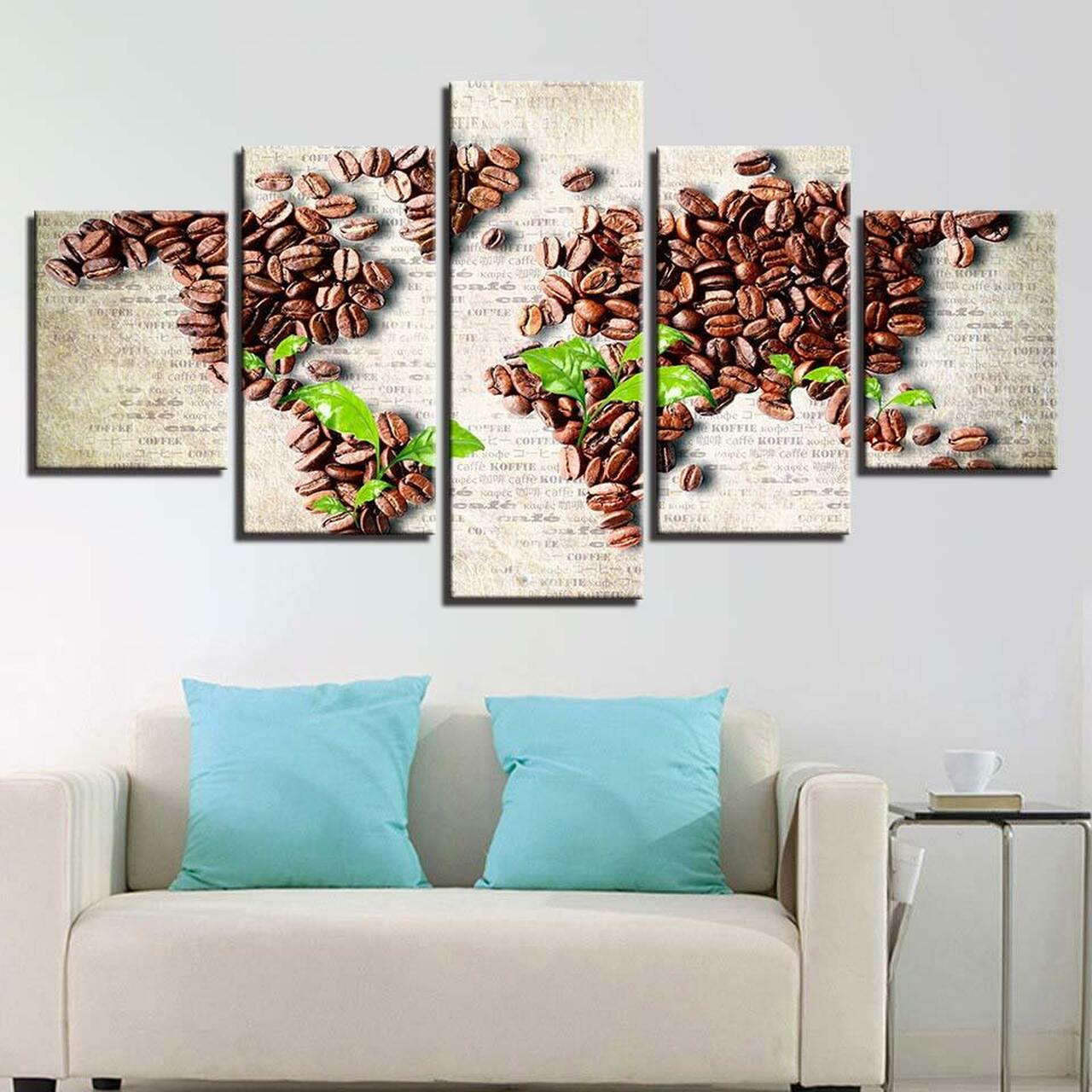 world map by coffee beans 5 pices peinture sur toile impression sur toile toile art pour la dcoration intrieuredsfoe