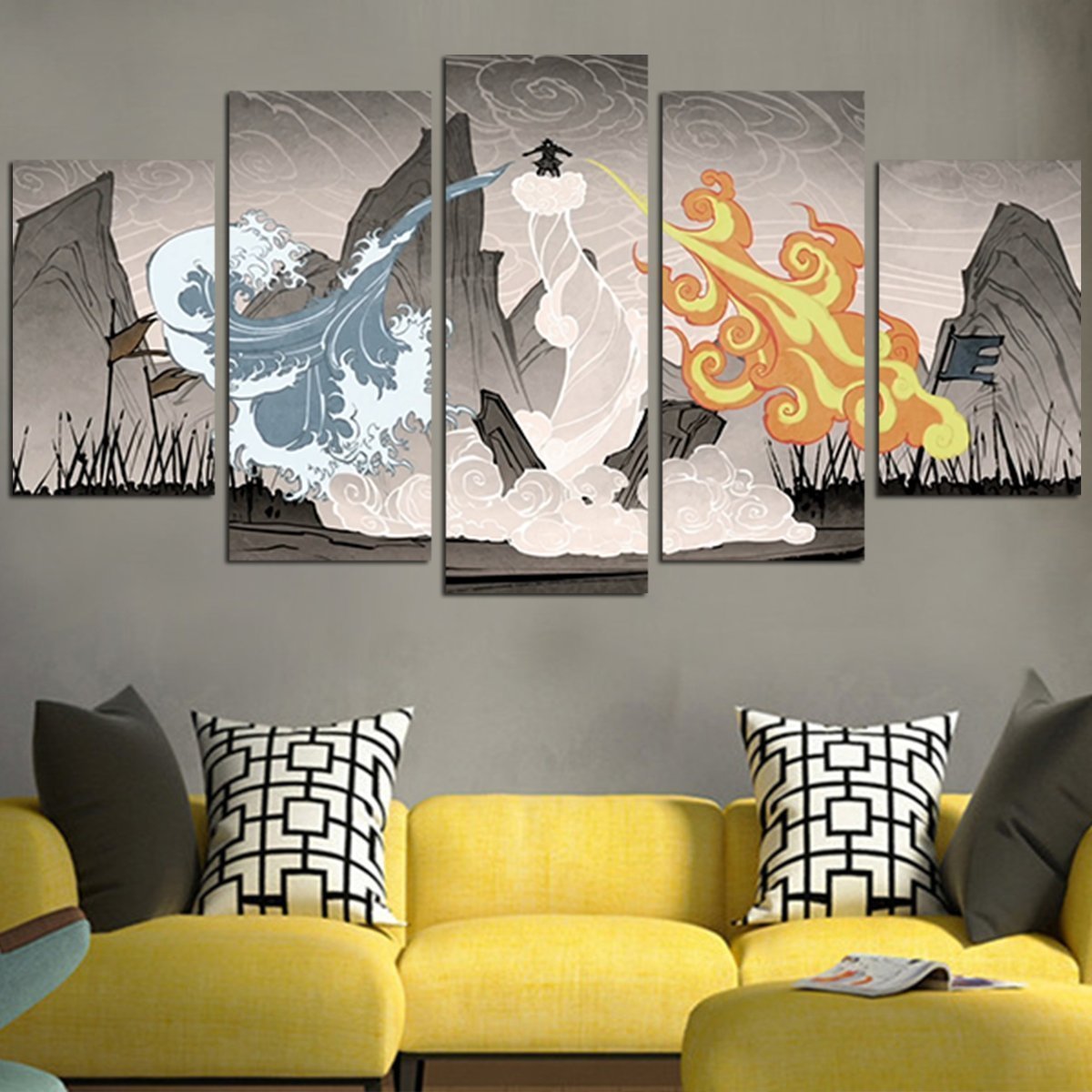 tableau avatar the last airbender fire and water movie 5 pices impression sur toile peinture art pour la dcoration intrieuretrv12