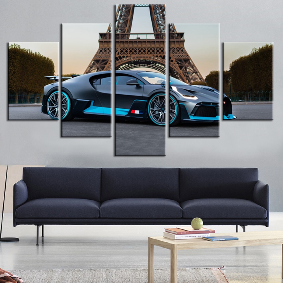 tableau black bugatti divo in paris car 5 pices impression sur toile peinture art pour la dcoration