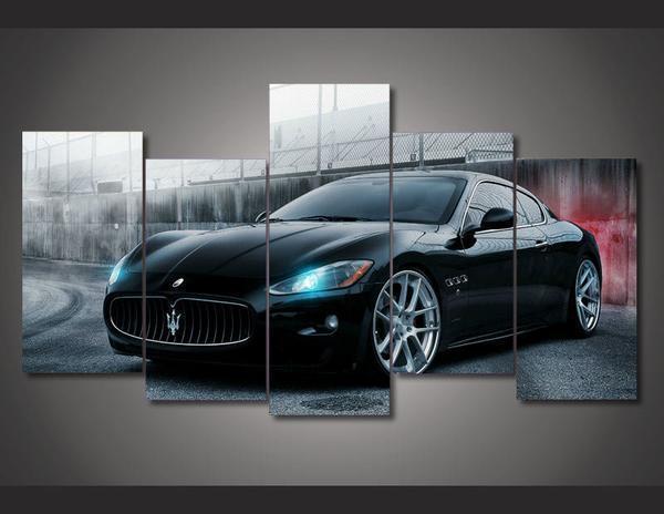 tableau black maserati sport car 5 pices impression sur toile peinture art pour la dcoration intrieurevyovb
