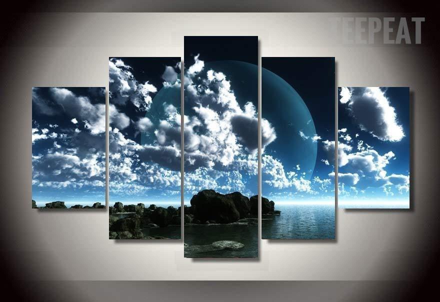 tableau blue sky nature 5 pices impression sur toile peinture art pour la dcoration intrieurek9jf2