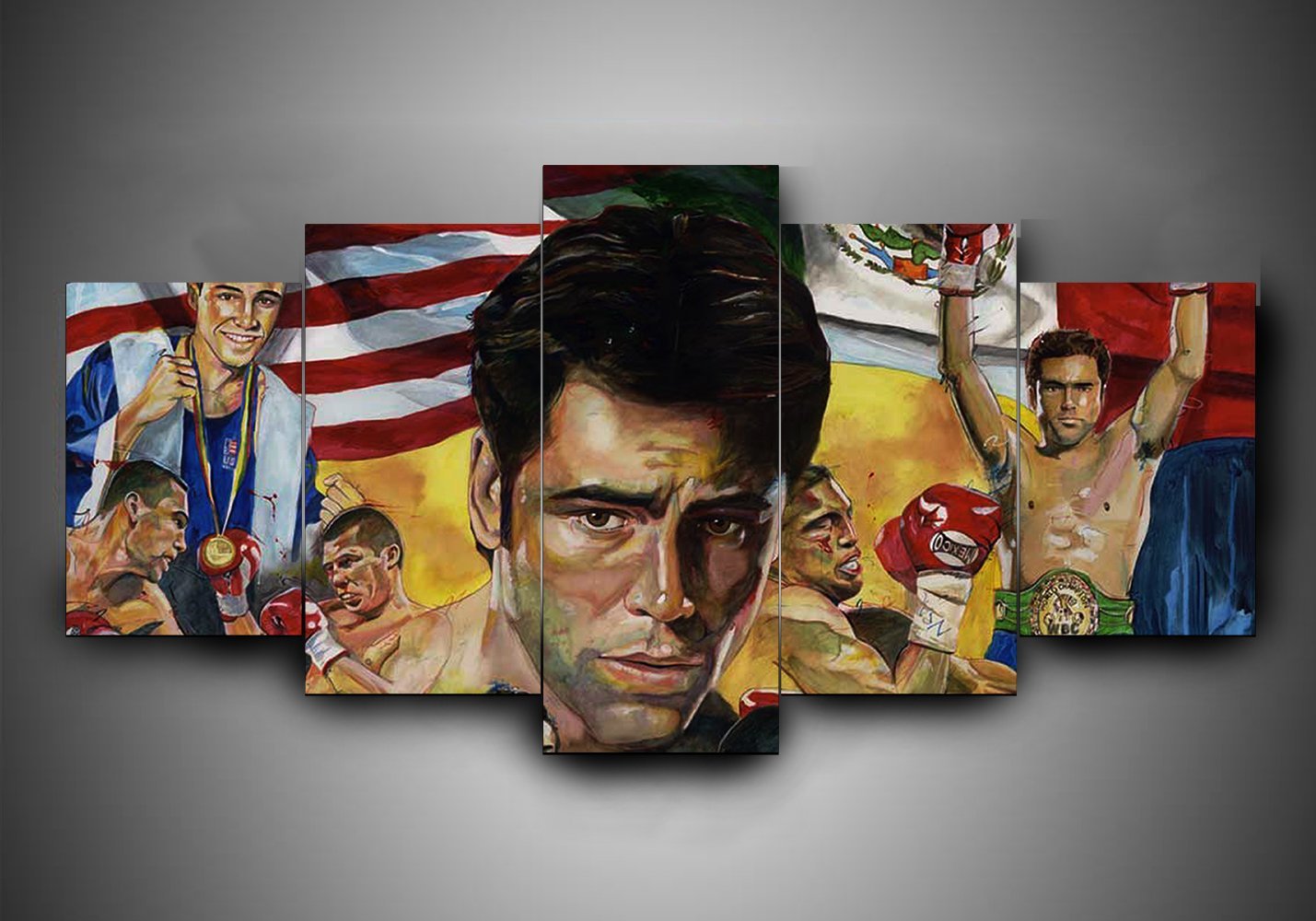 tableau boxing oscar de la hoya sport 5 pices impression sur toile peinture art pour la dcoration intrieurev1ya0