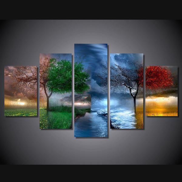 tableau change of seasons beautiful abstract nature 5 pices impression sur toile peinture art pour la dcoration intrieureeocn9