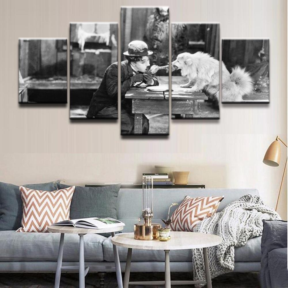 tableau charlie chaplin a dogs life movie 5 pices impression sur toile peinture art pour la dcoration intrieure2jrlm