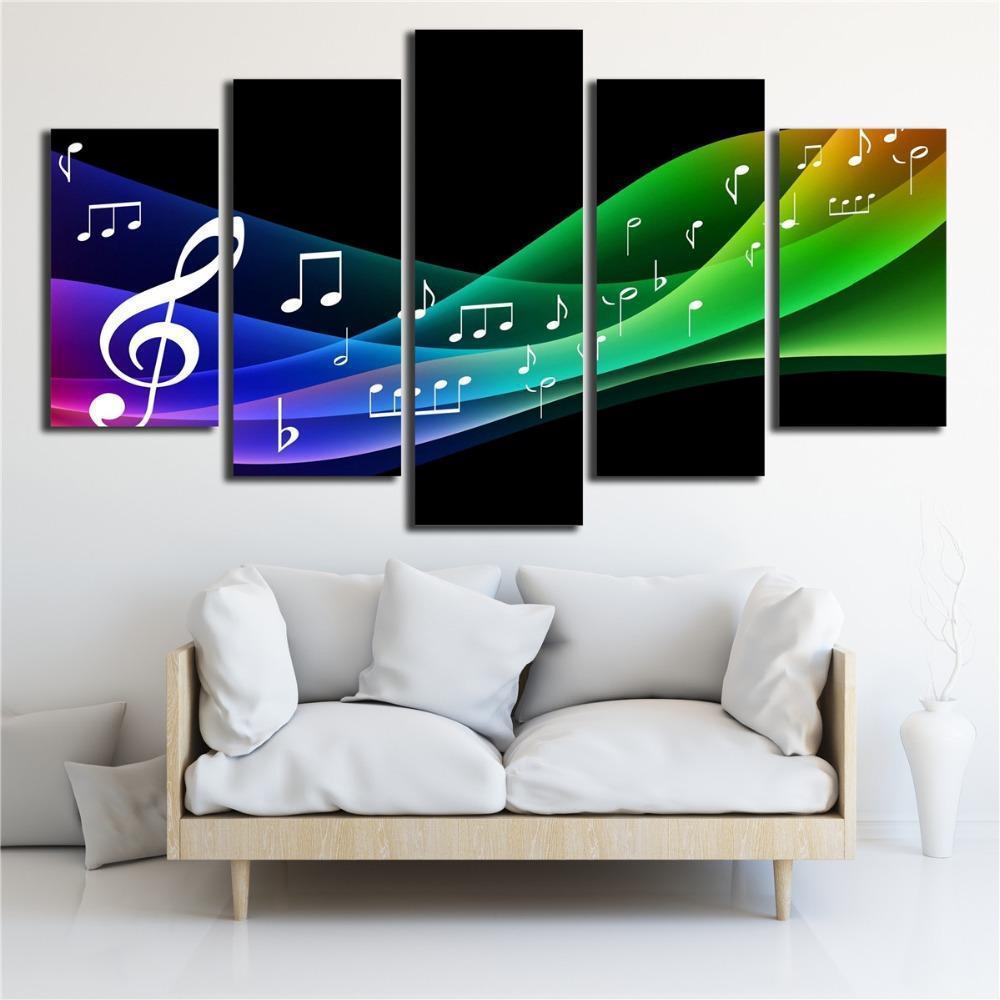 tableau colorfull notes music 5 pices impression sur toile peinture art pour la dcoration intrieureigarh