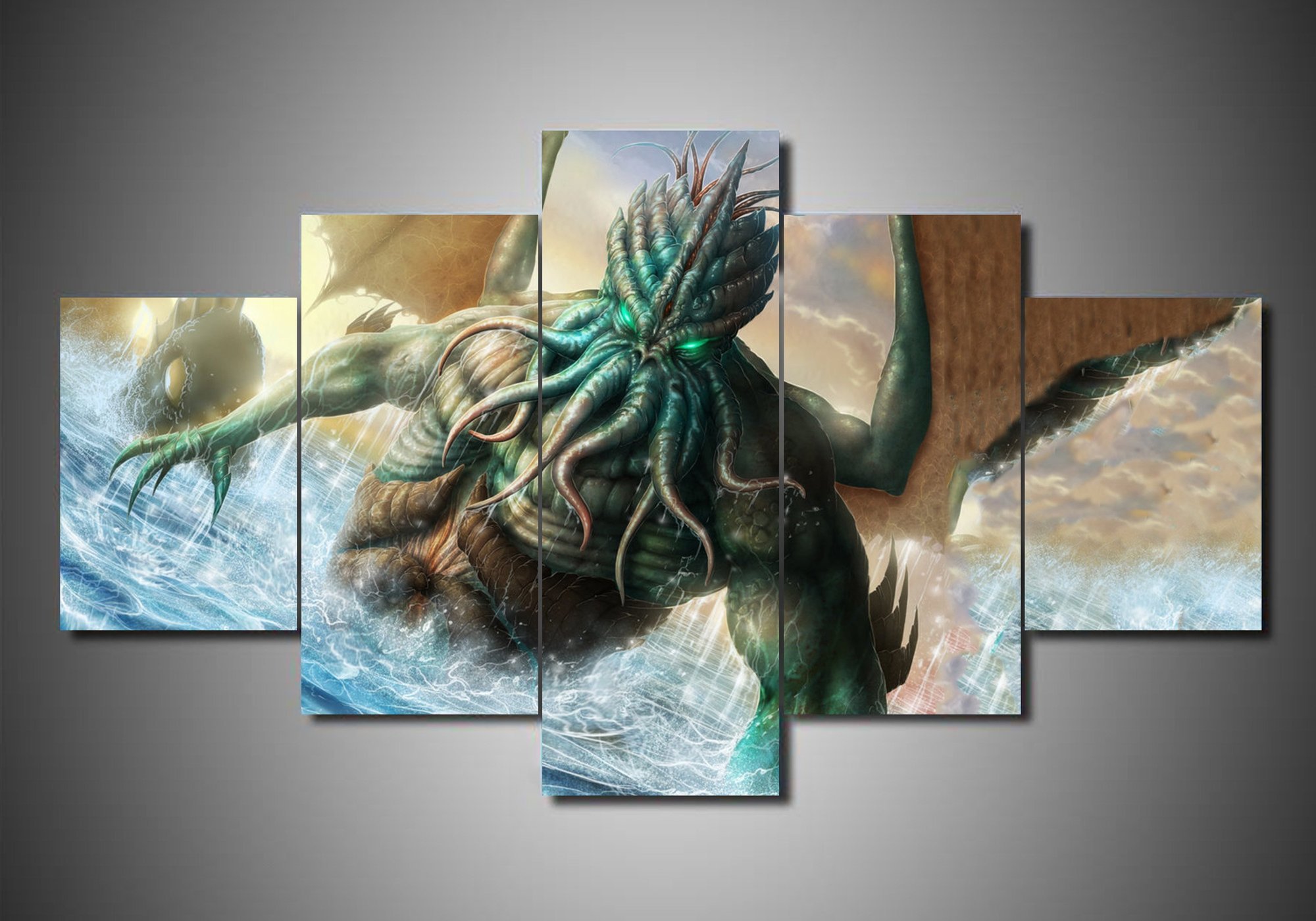 tableau cthulhu mythos 1 abstract 5 pices impression sur toile peinture art pour la dcoration intrieurepg1qn