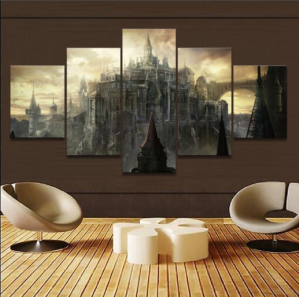 tableau dark souls iii castle gaming 5 pices impression sur toile peinture art pour la dcoration