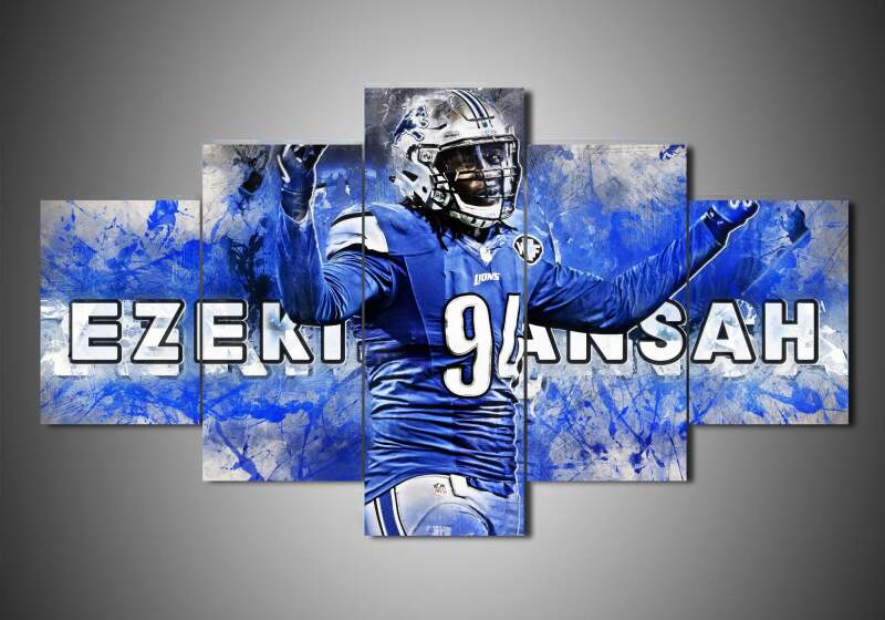 tableau detroit lions ezekiel ansah sport 5 pices impression sur toile peinture art pour la dcoration intrieuremjmdm
