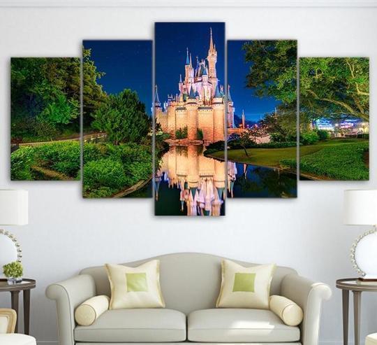 tableau disney world cinderellas castle disney 5 pices impression sur toile peinture art pour la dcoration intrieure2e9y1