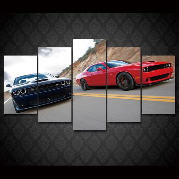 tableau dodge challenger red black road srt rt automative 5 pices impression sur toile peinture art pour la dcoration intrieuret8cmp