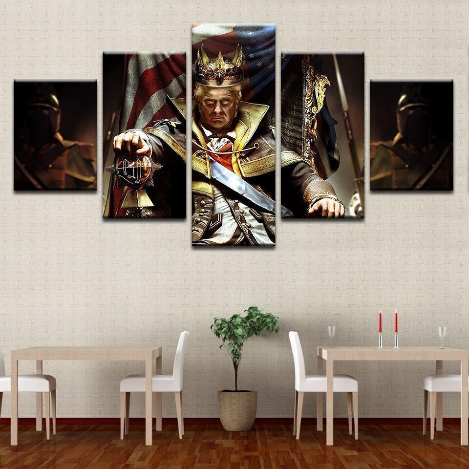 tableau donald trump king celebrity 5 pices impression sur toile peinture art pour la dcoration