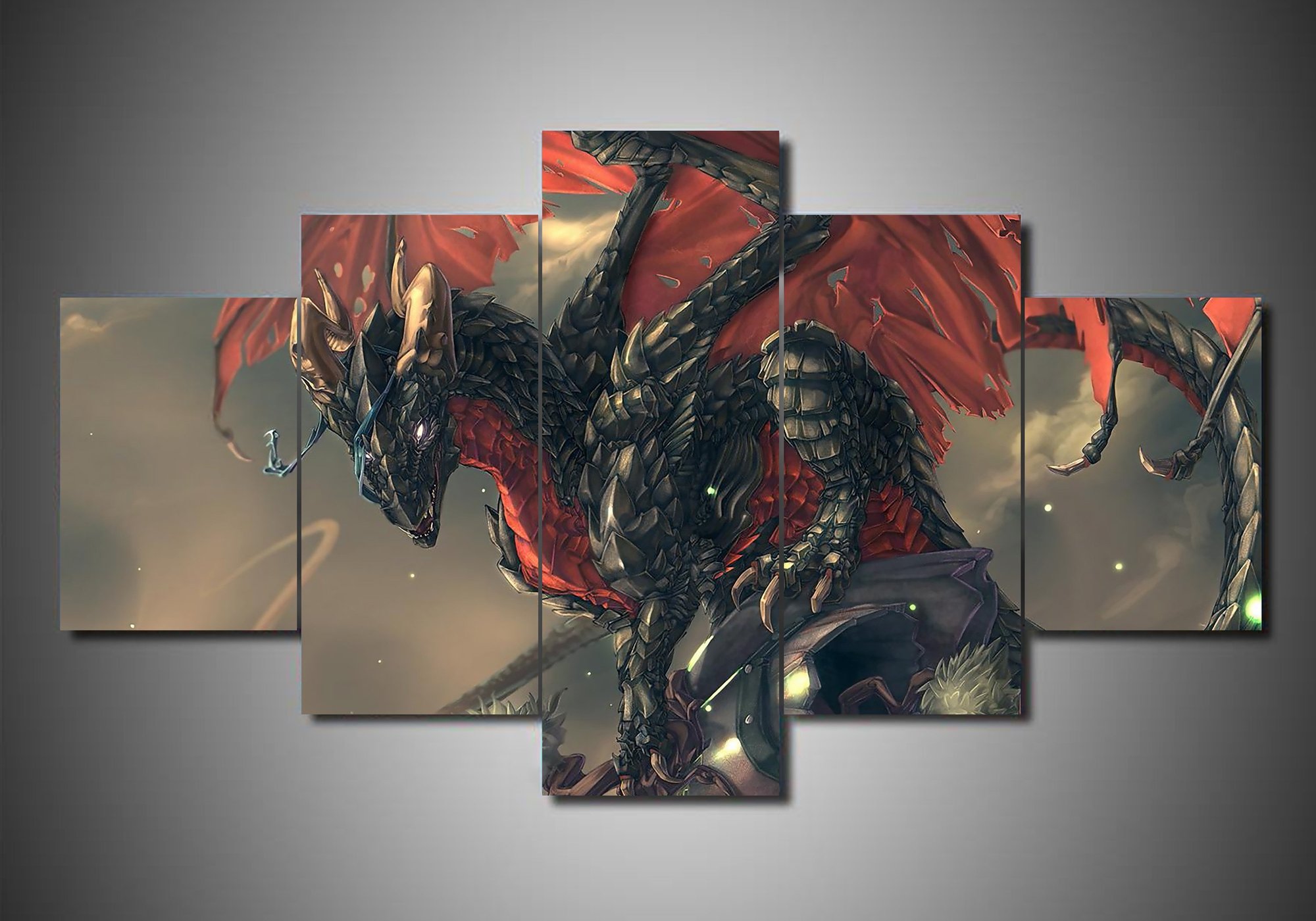 tableau dragon 1 abstract animal 5 pices impression sur toile peinture art pour la dcoration intrieurengmfv
