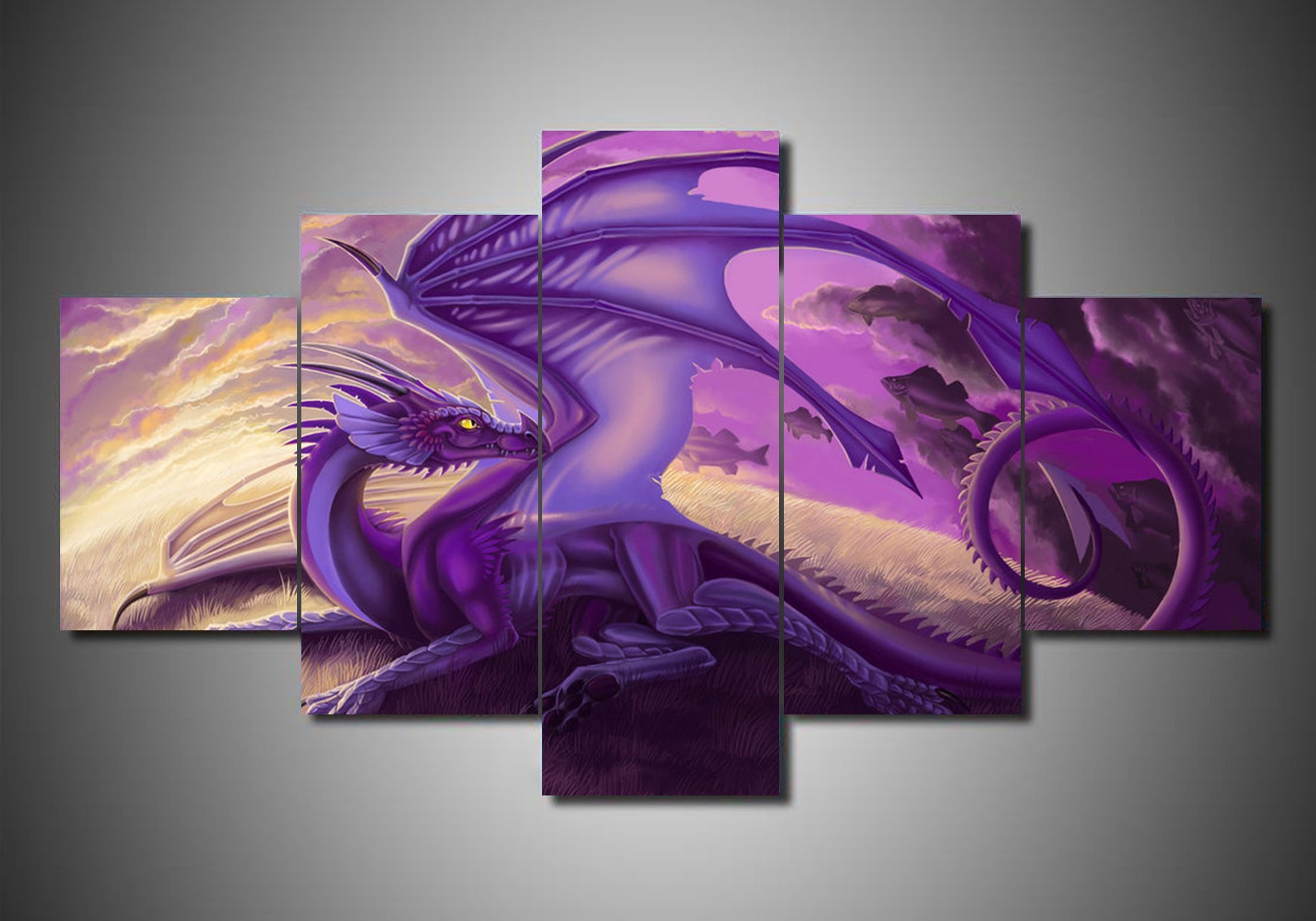 tableau dragon 2 abstract animal 5 pices impression sur toile peinture art pour la dcoration intrieurehp9c6