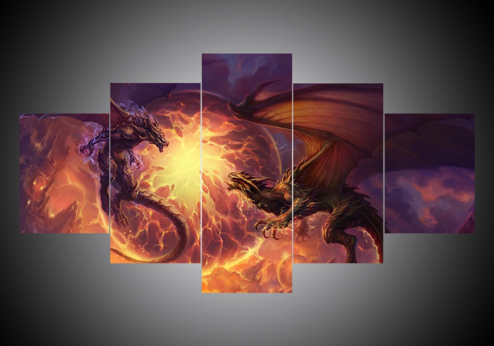 tableau dragon 5 abstract animal 5 pices impression sur toile peinture art pour la dcoration intrieurevy84h