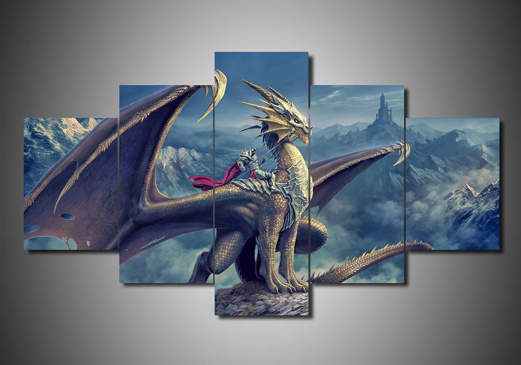 tableau dragon abstract animal 5 pices impression sur toile peinture art pour la dcoration intrieuretac4v