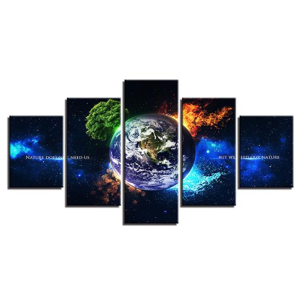 tableau earth 4 season fall summer spring tree fire abstract 5 pices impression sur toile peinture art pour la dcoration intrieure691q7