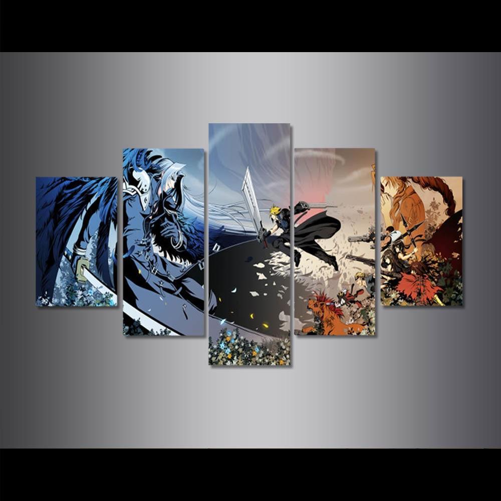 tableau final fantasy vii art 1 gaming 5 pices impression sur toile peinture art pour la dcoration intrieureyotkp