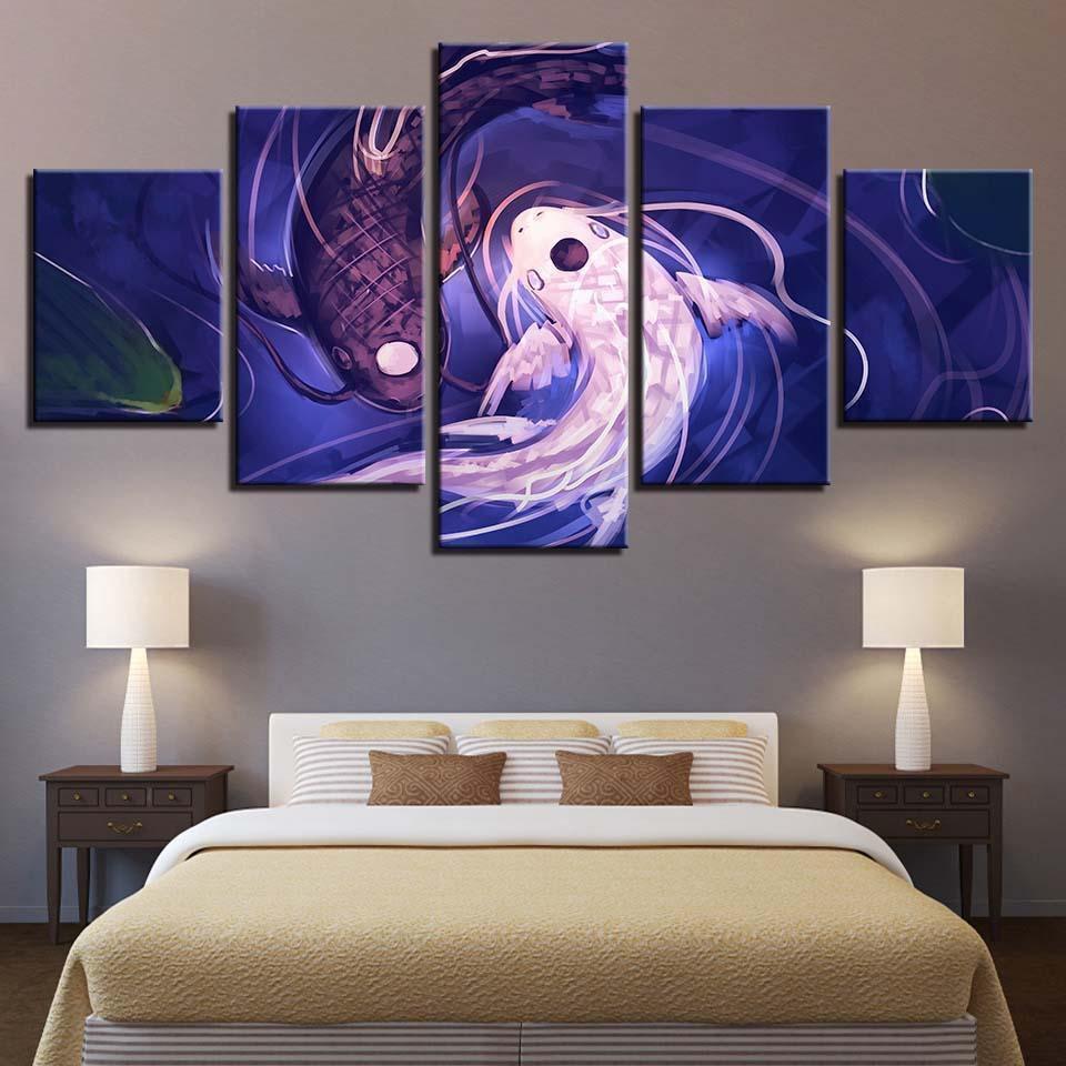 tableau fish koi yin yang awesome revel abstract animal 5 pices impression sur toile peinture art pour la dcoration intrieure31eko
