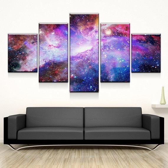 tableau galaxy nebula space 5 pices impression sur toile peinture art pour la dcoration intrieuref5edf