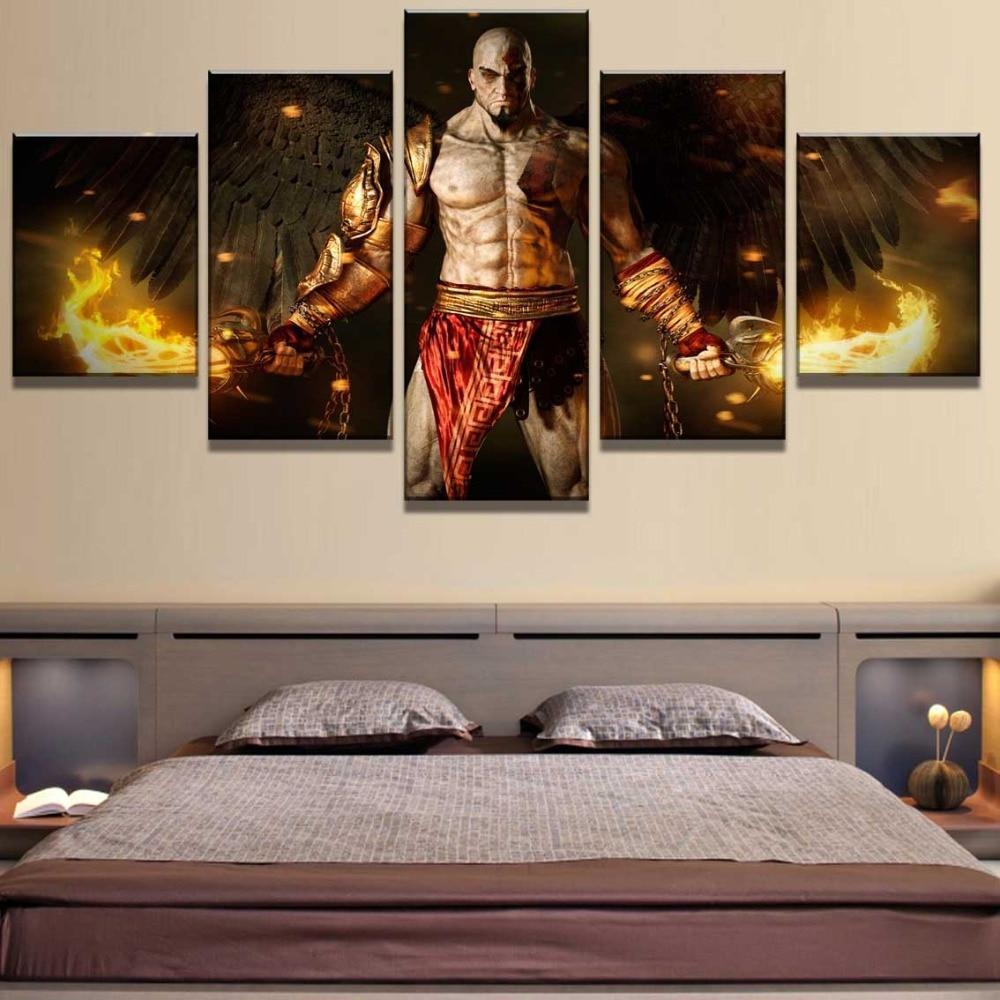 tableau god of war ascension kratos poster 2 gaming canvas wall art 5 pices impression sur toile peinture art pour la dcoration intrieurevaeji