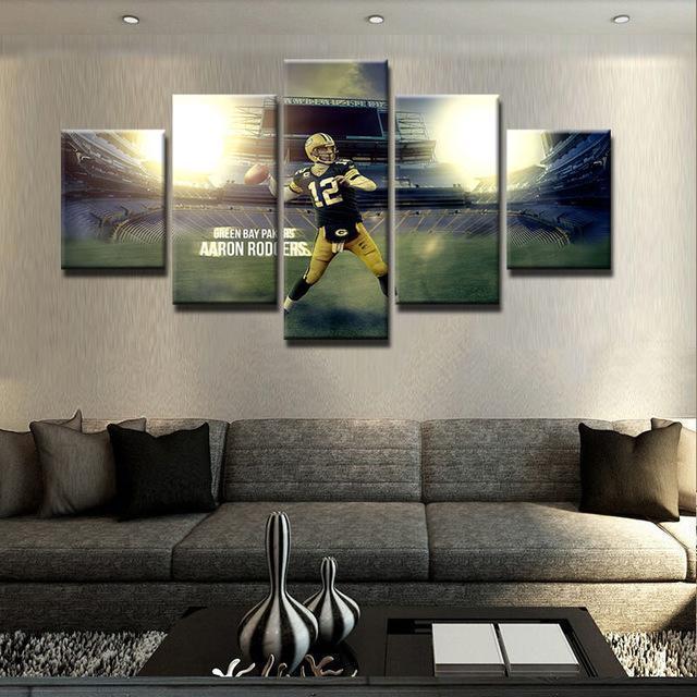 tableau green bay packers aaron rodgers star 5 pices impression sur toile peinture art pour la dcoration intrieure53v23