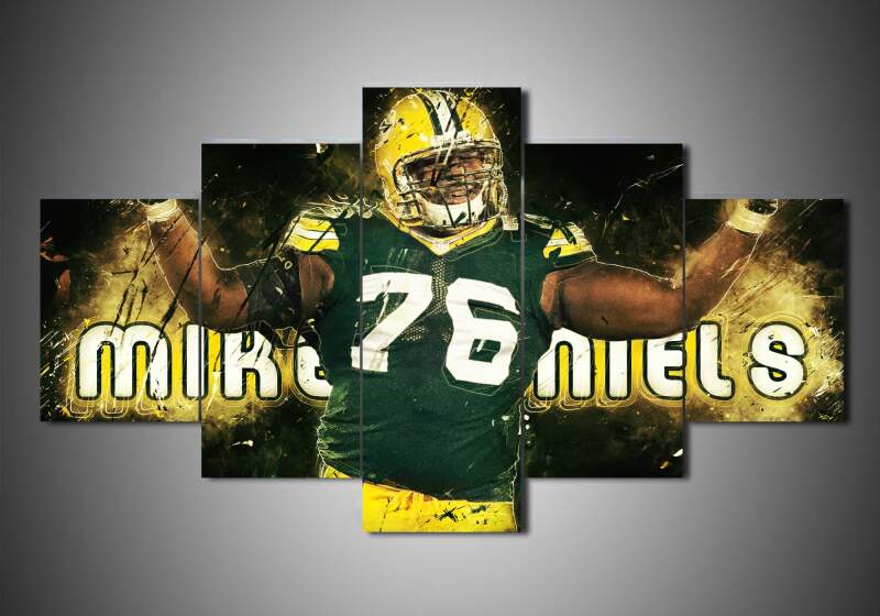 tableau green bay packers mike daniels sport 5 pices impression sur toile peinture art pour la dcoration intrieureuzqlq