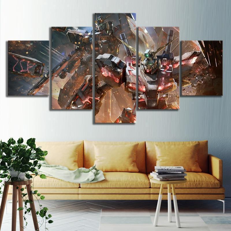tableau gundam poster animation 5 pices impression sur toile peinture art pour la dcoration intrieureg0gzc