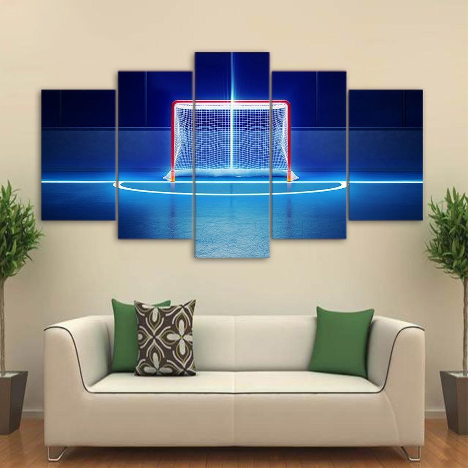 tableau hockey net sport 5 pices impression sur toile peinture art pour la dcoration intrieurepwv01