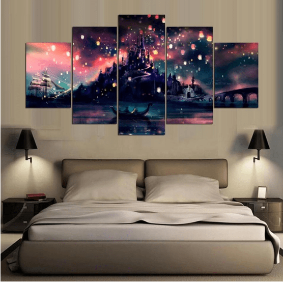tableau illustrative tangled cartoon 5 pices impression sur toile peinture art pour la dcoration intrieurehjjpc