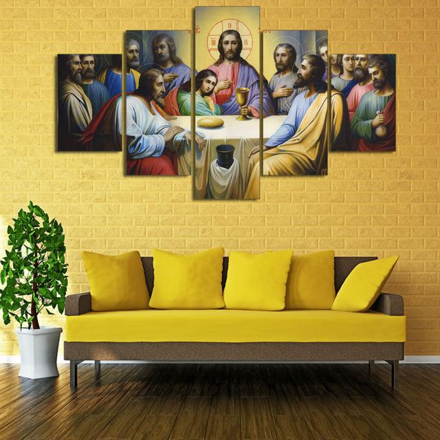 tableau jesus the last supper religion 5 pices impression sur toile peinture art pour la dcoration intrieure3op8q
