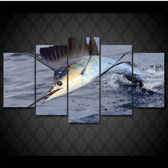 tableau jumping sailfish fishing 5 pices impression sur toile peinture art pour la dcoration intrieurek5ffy