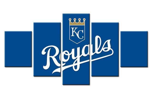 tableau kansas city royals logo baseball 5 pices impression sur toile peinture art pour la dcoration intrieuregw8fp