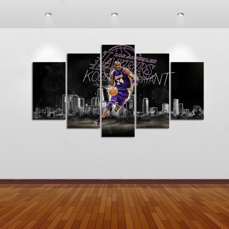 tableau kobe bryant los angeles laker sport 5 pices impression sur toile peinture art pour la dcoration
