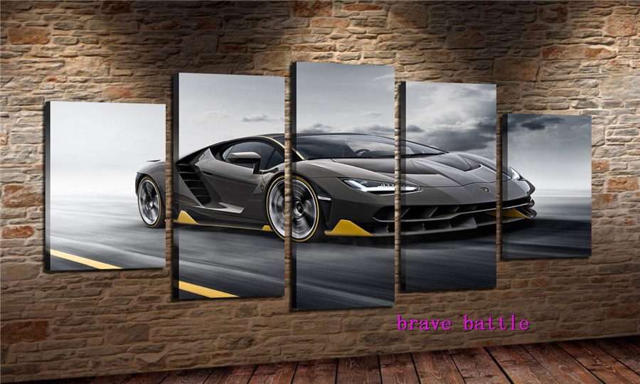 tableau lamborghini centenario black car 5 pices impression sur toile peinture art pour la dcoration intrieure8eprg