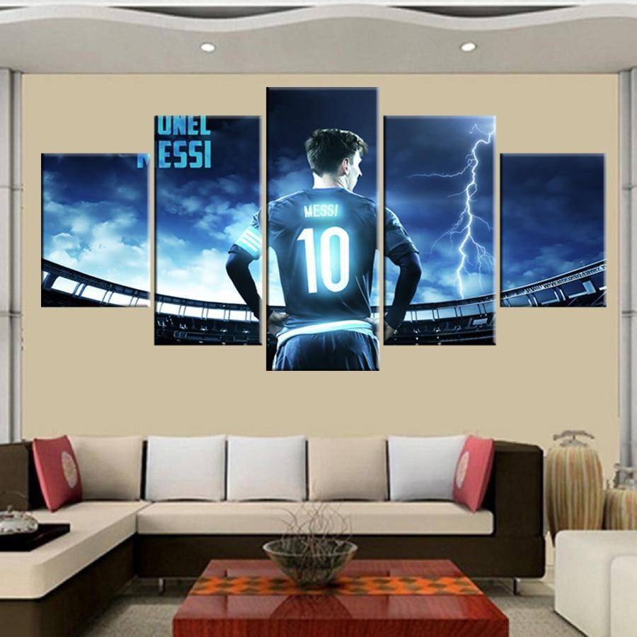 tableau lionel messi m10 soccer 5 pices impression sur toile peinture art pour la dcoration intrieureyorg3