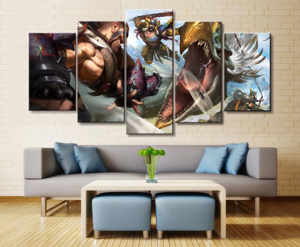 tableau lol league of legends dravenashe gaming 5 pices impression sur toile peinture art pour la dcoration intrieureejvpd