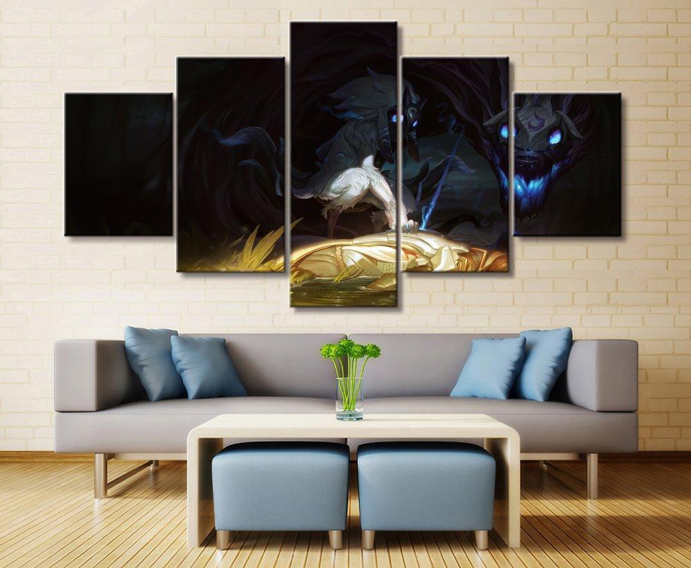 tableau lol league of legends kindred game 5 pices impression sur toile peinture art pour la dcoration