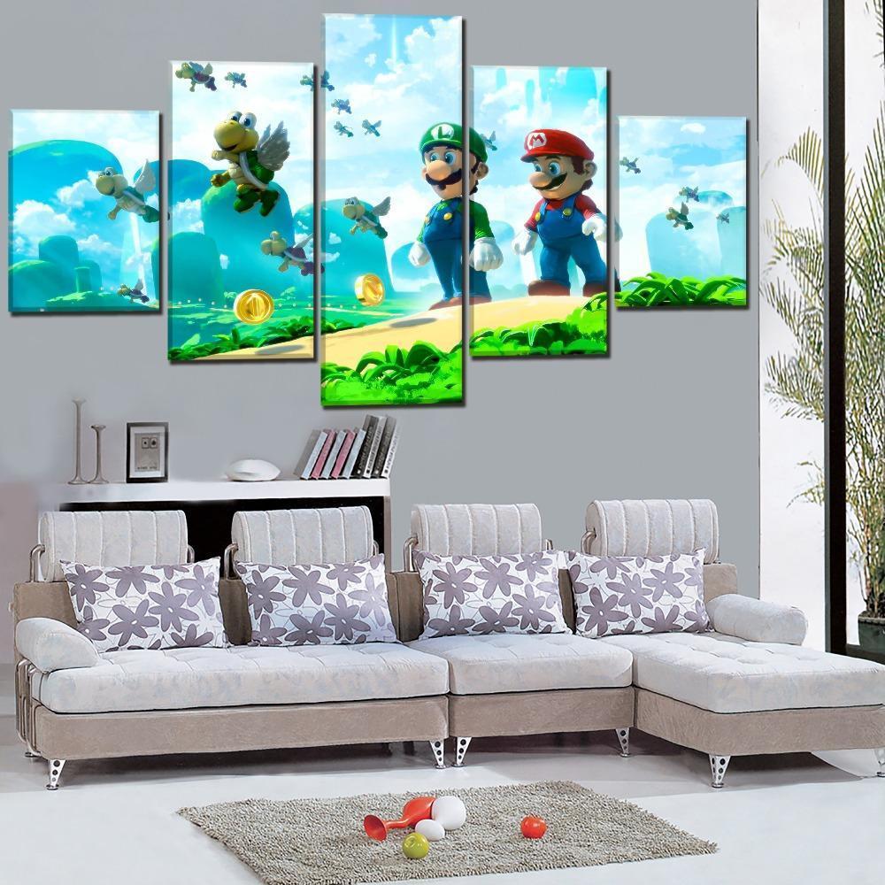 tableau mario poster 1 game 5 pices impression sur toile peinture art pour la dcoration intrieure1puoi