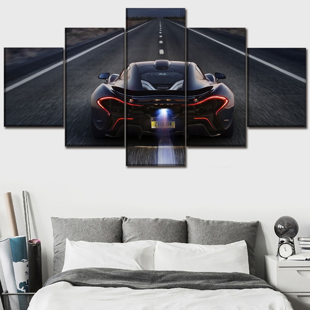 tableau mclaren p1 back view black and red car 5 pices impression sur toile peinture art pour la dcoration