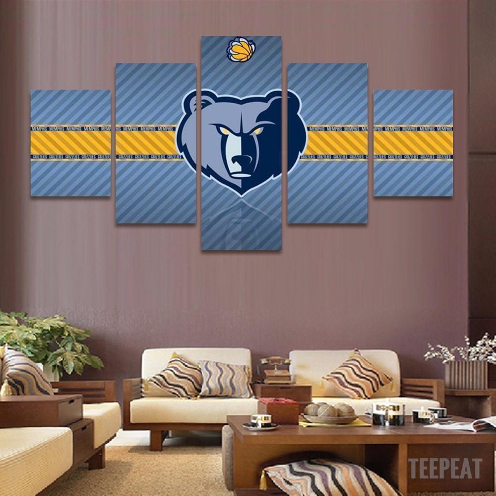 tableau memphis grizzlies basketball 5 pices impression sur toile peinture art pour la dcoration intrieureeltes