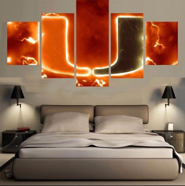 tableau miami hurricanes 1 sport 5 pices impression sur toile peinture art pour la dcoration intrieureruyac