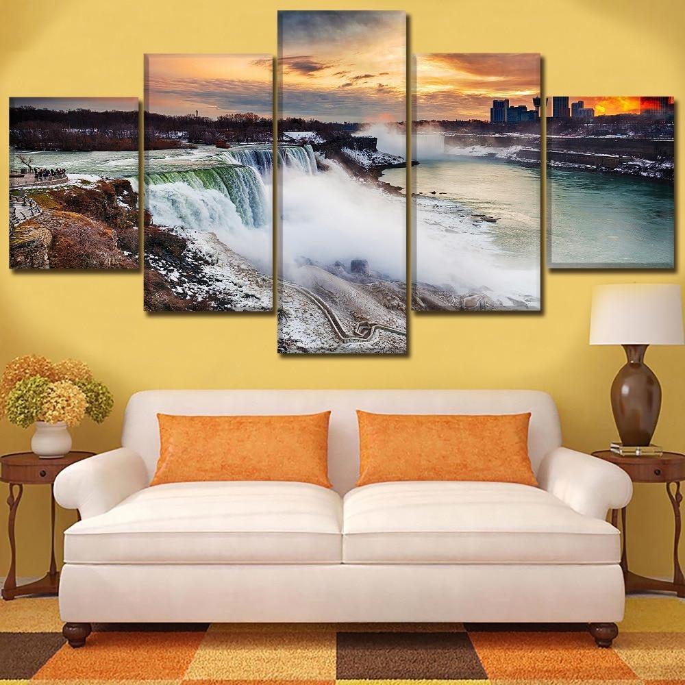 tableau niagara falls in sunset nature 5 pices impression sur toile peinture art pour la dcoration intrieureq4q0n