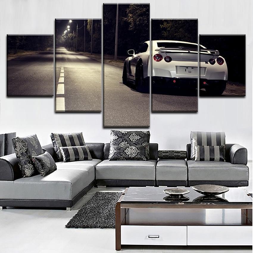 tableau nissan gtr car 5 car motor 5 pices impression sur toile peinture art pour la dcoration