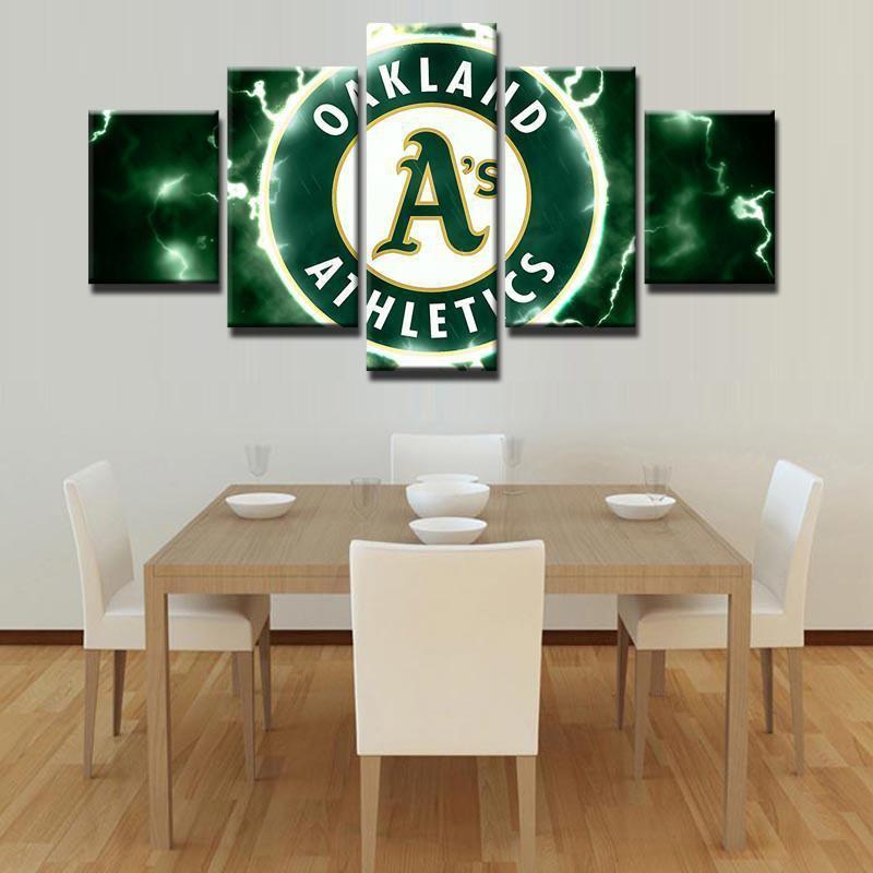 tableau oakland athletics green baseball 5 pices impression sur toile peinture art pour la dcoration intrieureilhvn