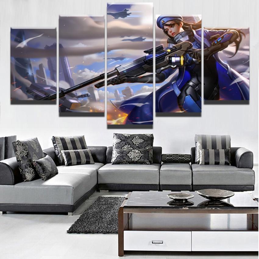 tableau overwatch ana champion poster gaming 5 pices impression sur toile peinture art pour la dcoration intrieuredasdg