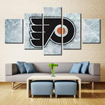 tableau philadelphia flyers logo 3 ice hockey 5 pices impression sur toile peinture art pour la dcoration intrieureymjdy